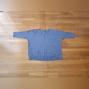 Eileen Fisher 100% linen grayish blue knit dolman sleeve round neck sweater L